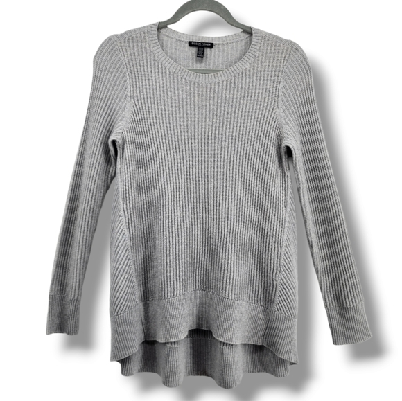 Eileen Fisher Sweaters - Eileen Fisher Grey High‎ Low Extra Fine Merino Wool Long Sleeve Sweater PP